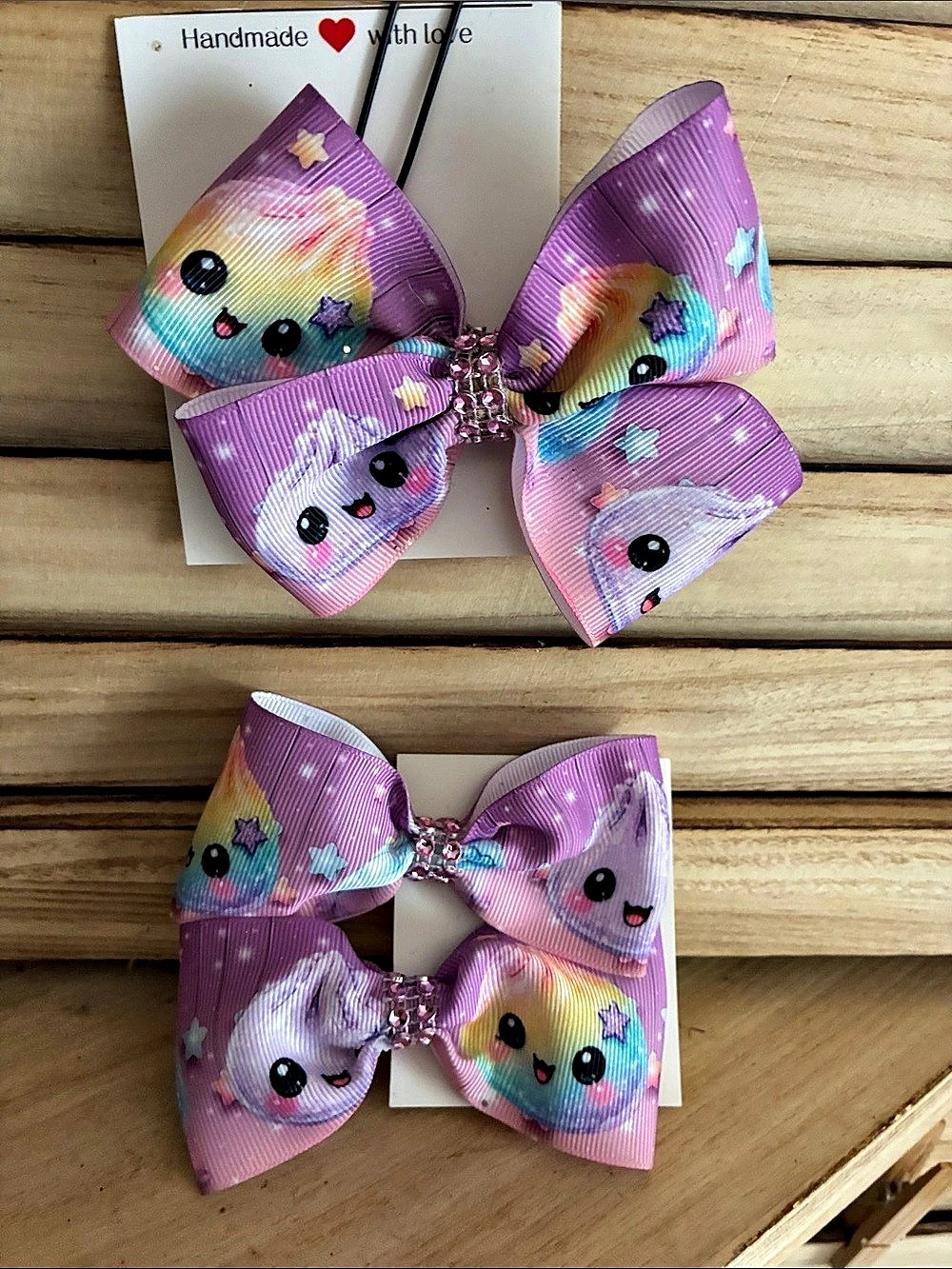 Handmade Pink & Purple Hair Bows